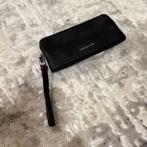 Love & Lore Leather Black Wristlet Clutch